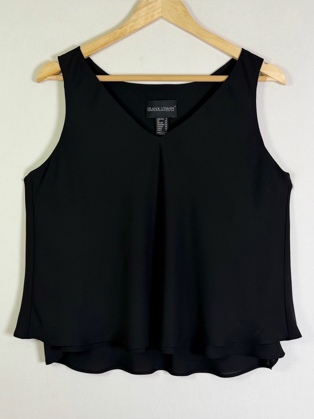 Frank Lyman Women’s Black Layered Chiffon V-Neck Sleeveless Blouse Top Size 8 - Picture 2 of 7